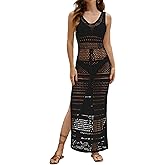 Bsubseach Crochet Cover Up for Women Knit Swimsuit Coverups Hollow Out Sleeveless Swim Coverup Summer Beach Dress