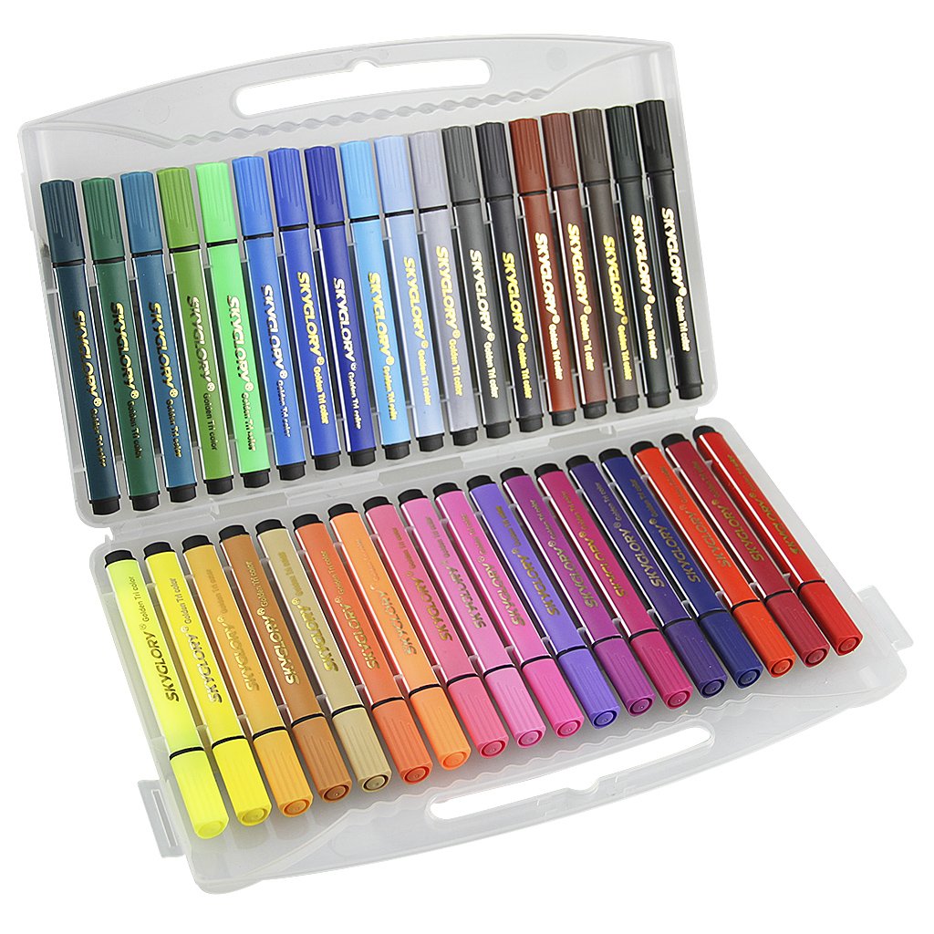 Washable Water Colour Pen Watercolour Colouring Drawing Pens Assorted Colours Markers Pens for Students Doodling, Pack of 36