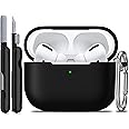 R-fun for AirPods Pro 2nd/1st Generation Case with Cleaner Kit,Soft Silicone Protective Case Cover for Apple AirPod Pro 2/1 for Women Men,AirPods Pro Case Accessories with Keychain,Black