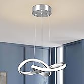 Mccokaige Modern LED Pendant Light Fixture Contemporary Round Ring Chandelier Nickel with 4500K and 59in Height Adjustable Ha