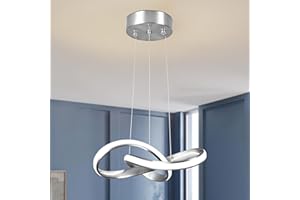 Mccokaige Modern LED Pendant Light Fixture Contemporary Round Ring Chandelier Nickel with 4500K and 59in Height Adjustable Hanging Lamp for Kitchen Island Hallway Foyer Closet Corridor