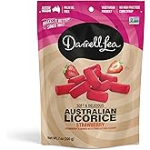 Darrell Lea Soft Australian Licorice, Non-GMO, No Palm Oil, Vegetarian Friendly, No High Fructose Corn Syrup, Soft &amp; Chewy Licorice Candy, Made in Australia (Strawberry, 7 Ounce (Pack of 1))
