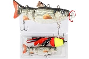 HADORAM Robotic Swimming Fishing Bait Electric Lures 3.5" USB Rechargeable LED Light Wobbler 4-Segement Multi Jointed Swimbait Hard Lures Fishing Tackle