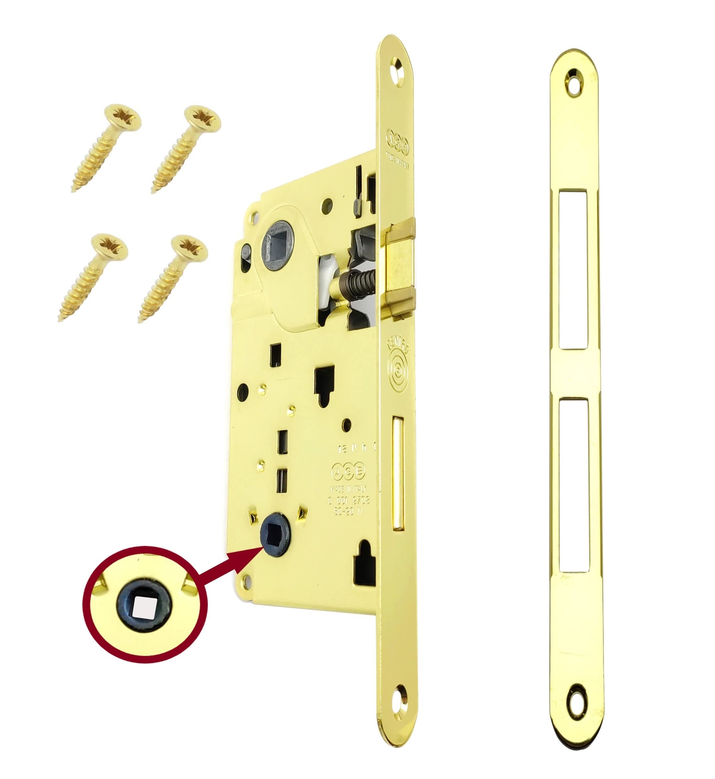 Lock Terms and Conditions Interior Door for Bathroom Toilet Centro Series (Front 18 x 196, Rail and Chain, Shiny Brass)