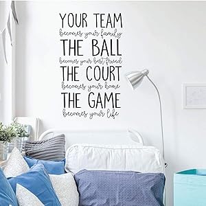 Volleyball or Basketball Wall Decal - Your Team - Vinyl Decor for Girl's Bedroom or Playroom - Sports Decorations
