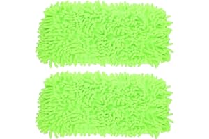 Levemolo 2pcs Reusable Chenille Mop Covers Compatible with Swiffer 43.5 x 11.5cm/17x4.5'', Elastic Dry & Wet Floor Cleaning P