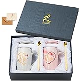 Bulovedly Wedding Gifts for Bride and Groom,Bridal Shower Engagement Gifts for Couples 2026,Mr and Mrs Marble Coffee Mugs 16 Oz,Christmas gift