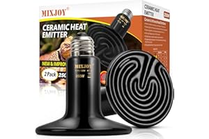 MIXJOY 250W Ceramic Heat Emitters - 2Pack Reptile Heat Lamp Bulbs, No Light Emitting, Ideal for Gecko, Lizard, Bearded Dragon, Turtle, Snake & Chicken
