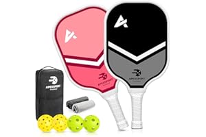 APEXSPORT Pickleball Paddles Set of 2/4, USAPA Approved Lightweight Fiberglass Pickleball Set with 4 Pickleballs, 1 Pickleball Sling Bag, 2 Cooling Towels, Pickleball Gifts for Women Men Beginners Professional