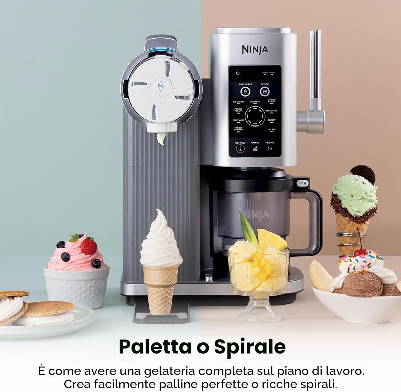 CREAMi Swirl - Macchina per gelato e servire, sorbetto, frappè, yogurt congelato, programma a basso contenuto calorico e altro, 13 in 1, manico morbido e 2 confezioni di crema Swirl da 453,6 g,