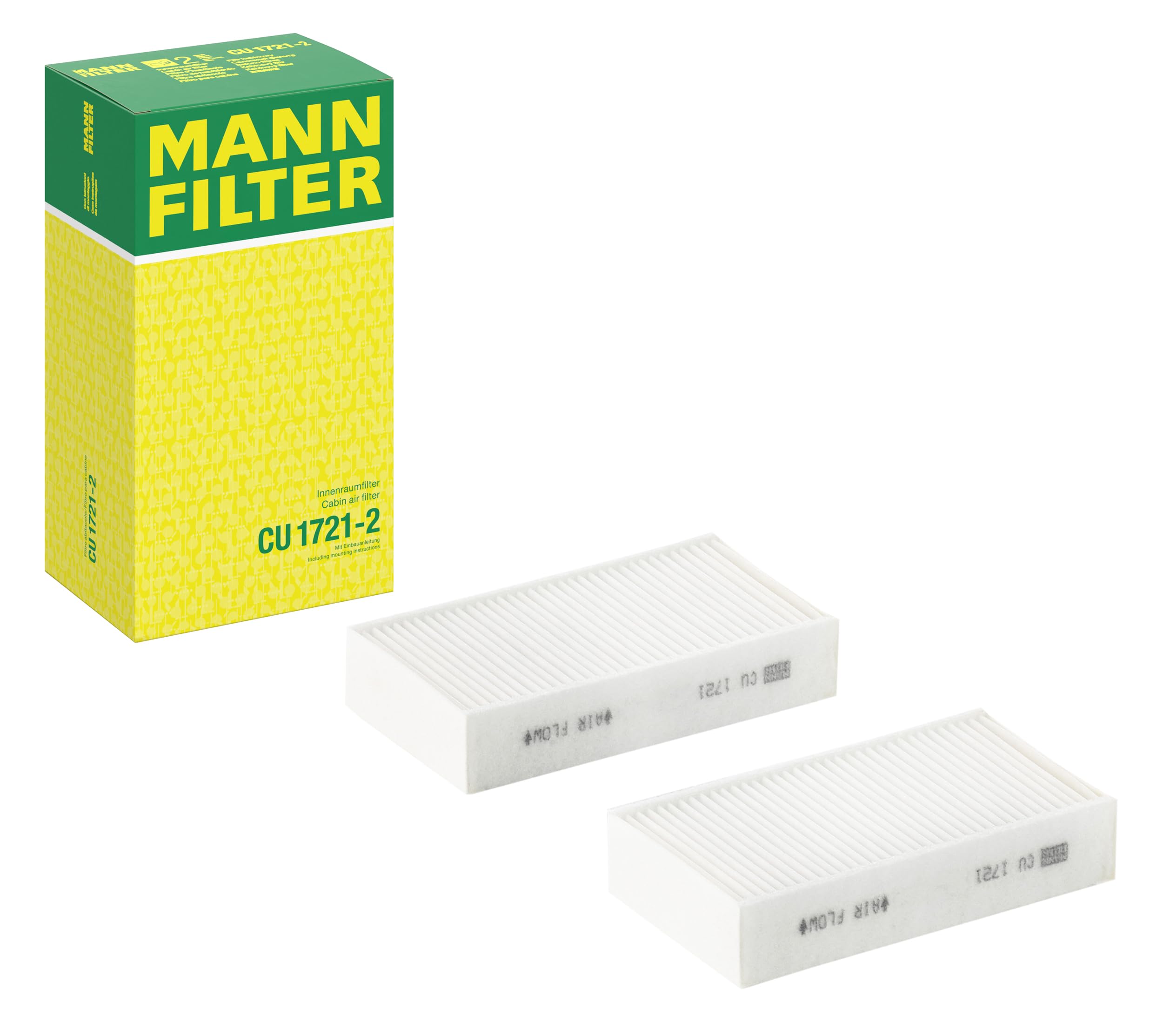 MANN-FILTER CU 1721-2 Cabin Air Filter (set of 2) - for Cars + Transporters