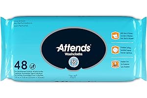 Attends Washcloths No-Rinse Disposable Cleansing Wipes for Incontinence, 7.8"x11.8", Hypoallergenic Alcohol-Free, Unscented, 576ct Case