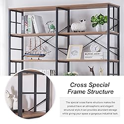 HOMISSUE Bookshelf, Industrial Double Wide 7-Tier