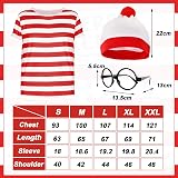 Beamely Wally Costume Red White Striped T-Shirt Hat Glasses Socks Adult Fancy view 2