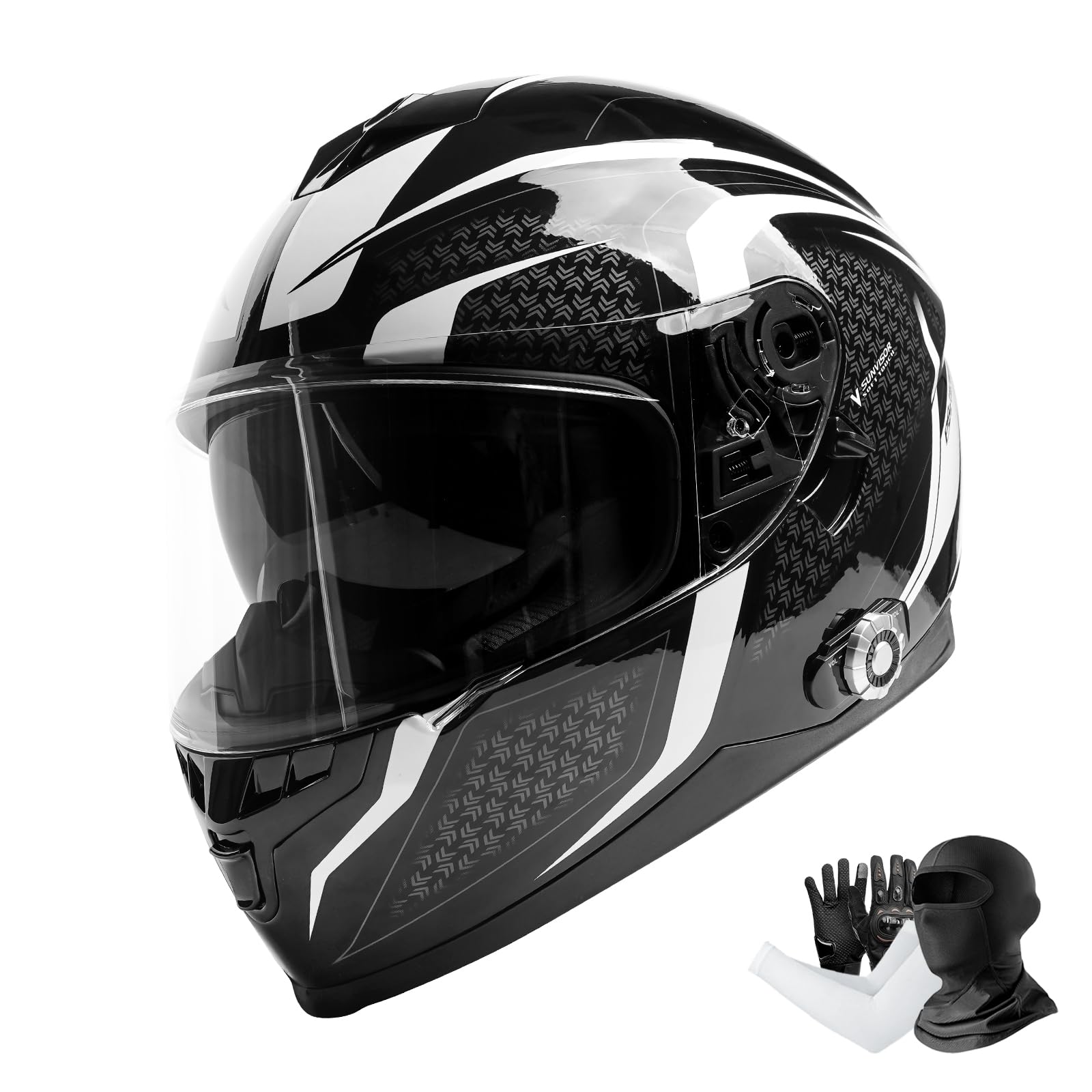 Full Face FreedConn Motorcycle Helmet Bluetooth 5.0 Integrated 2 Way Intercom DOT FMVSS-218 Rated Motorbike Helmet Communication with Dual Visor MP3 for Men Women New EPS