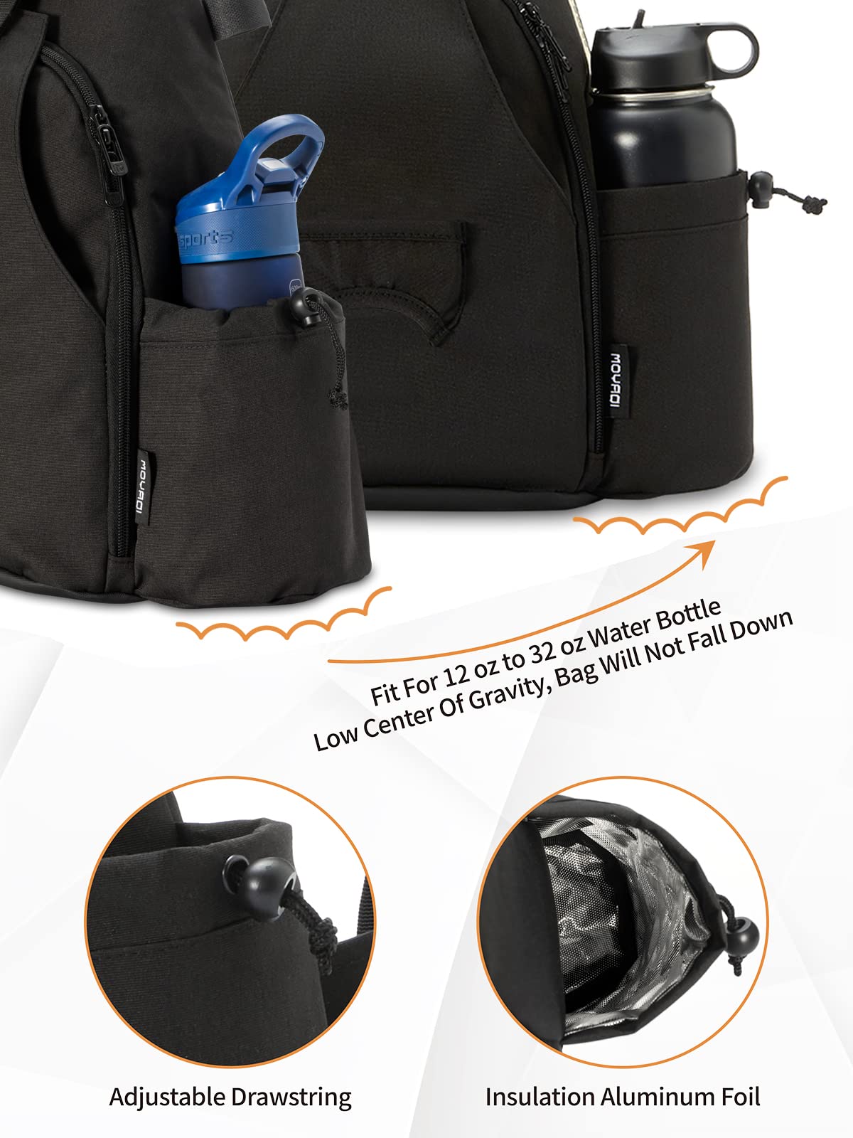 MOYAQI Disc Golf Bag with Retriever Holder and Storage Pockets, Disc Golf Backpack with 8-10 Disc Capacity, Padded Adjustable Strap and Back Panel, Lightweight and Durable (dark0010) - view 6