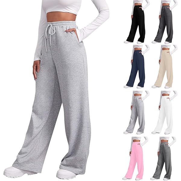 Women Pants Fleece Lined Sweatpants Wide Straight Leg Pants