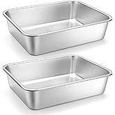Homikit 2 Pack Lasagna Pan 3 Inch Deep, 9x13 Stainless Steel Large Baking Dish Tray for Oven, Thick Metal Roasting Pan for Casserole Brownie Turkey, Rustproof & Heavy, Freezer & Dishwasher Safe