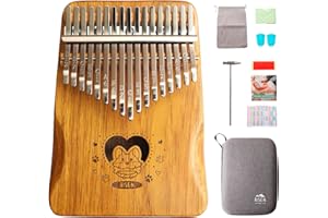 RISEN LIFE Risen Kalimba, 17 Keys, Thumb Piano, Metal Keys with Scale Engraving, Cat,Capybara Design,Small Musical Instrument, Gifts For Beginner, Music Love (Runny Puppy Natural Wood)