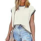 Libsorge Women's Oversized Cute Sweater Vest Spring 2026 Lightweight Top Cap Sleeve Crewneck Sweaters Vests