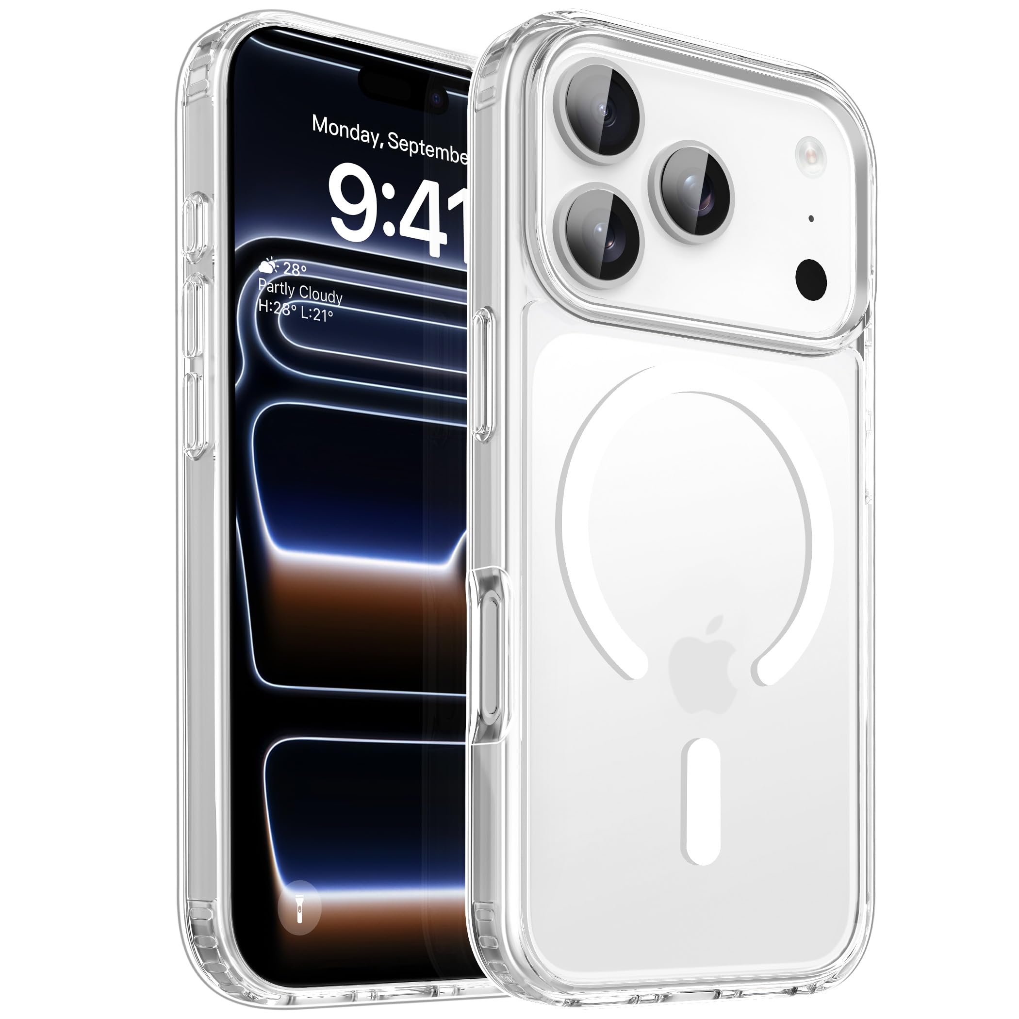 Photo 1 of CACOE Magnetic Case for iPhone 17 Pro 6.3 inch-Compatible with MagSafe & Magnetic Car Phone Mount,Not Yellowing Anti-Scratch (Clear)