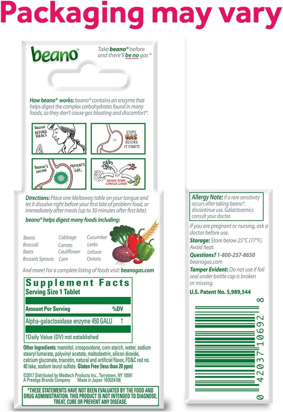 beano Strawberry Meltaways Gas Prevention | Bloating Relief | 15 Count | Packaging May Vary: Health & Personal Care