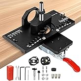 KOYEE Metal Concealed Hinge Jig with Quick Clamp and Dust Vacuum Adapter, 35mm Cabinet Hinge Jig, Hinge Hole Drilling Jig for