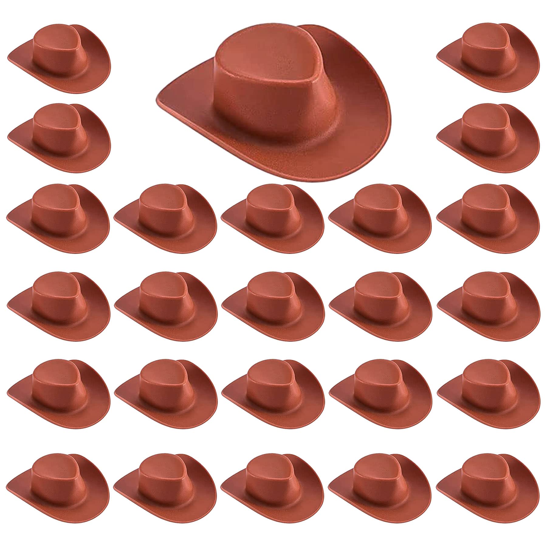Cayway 30 PCS Plastic Mini Hats, Brown Miniature Cute Hat Plastic Cute Hats for Dress Up, Party Accessories, Cake Topper and Pretend Play