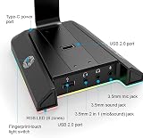 EKSA W1 RGB Gaming Headset Stand 7.1 Surround Sound 3 USB 3.5mm Ports Aluminum view 4