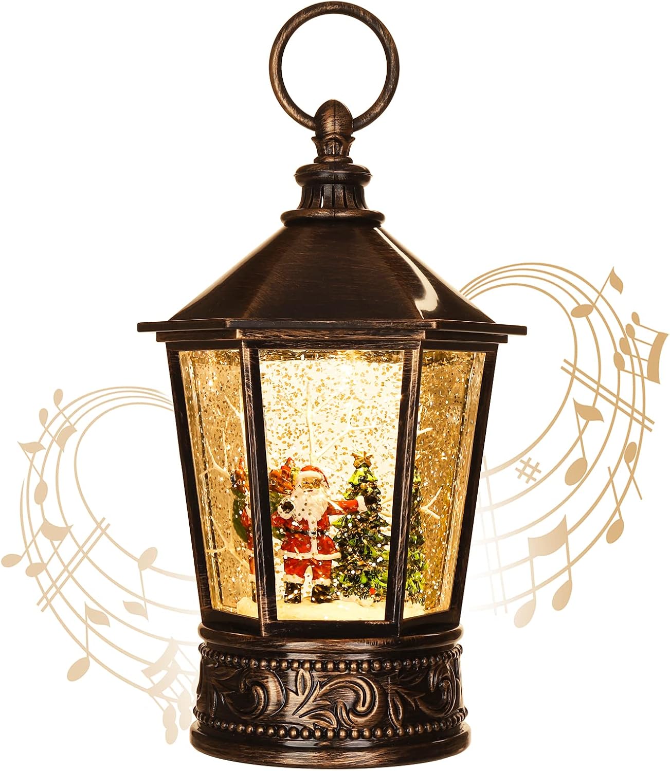 Snow Globes - Christmas Decorations Indoor Christmas Lanterns,Snow Globe Lanterns with 8 Music Songs,Christmas Day Gifts,Crystal Snow Globe Battery and USB Power Supply