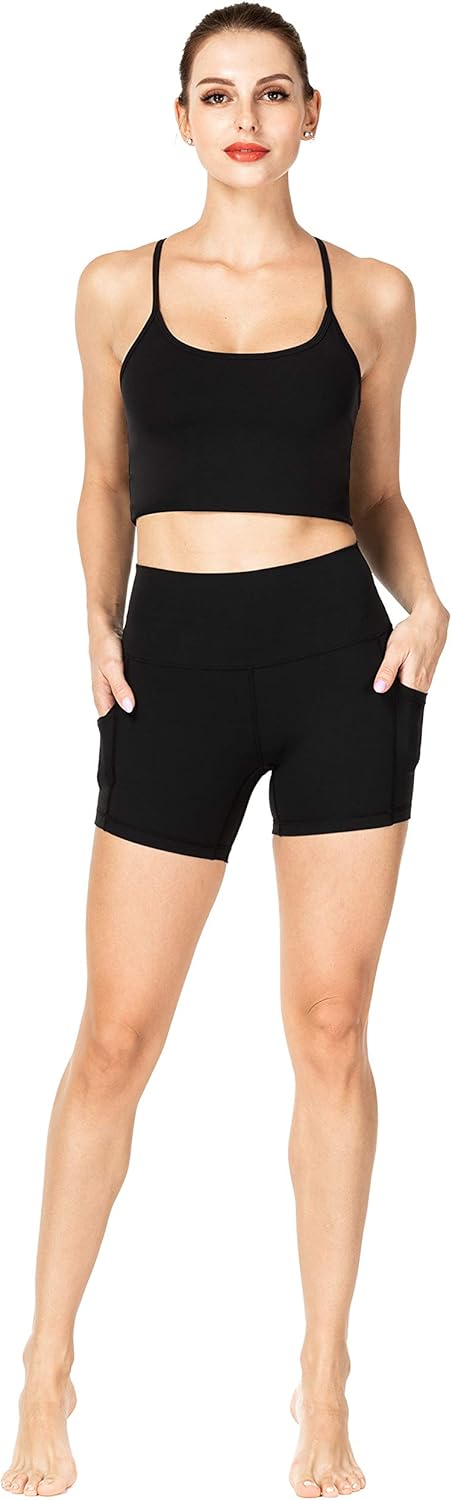 Sunzel 8" / 5" Biker Shorts for Women with Pockets, High Waisted Yoga Workout Shorts: Clothing