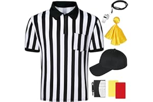 Tinyones Referee Shirt, Men's Black and White Striped Collar, Referee Card, Referee Hat, Free Throw Flag, Whistle