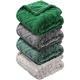 VitalCozy 4 Pcs Soft Fleece Baby Blankets Set 30" x 40" 3D Plush Warm Nursery Swaddling Bed Blanket Little Boys Girls Infant Toddlers and Newborn Receiving Gifts Blankets(Green Set)