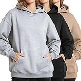 Chicingyou 3 Pack Women's Oversized Hoodies Lightweight Fleece Sweatshirts Long Sleeve Sweaters with Pocket Pullovers Top