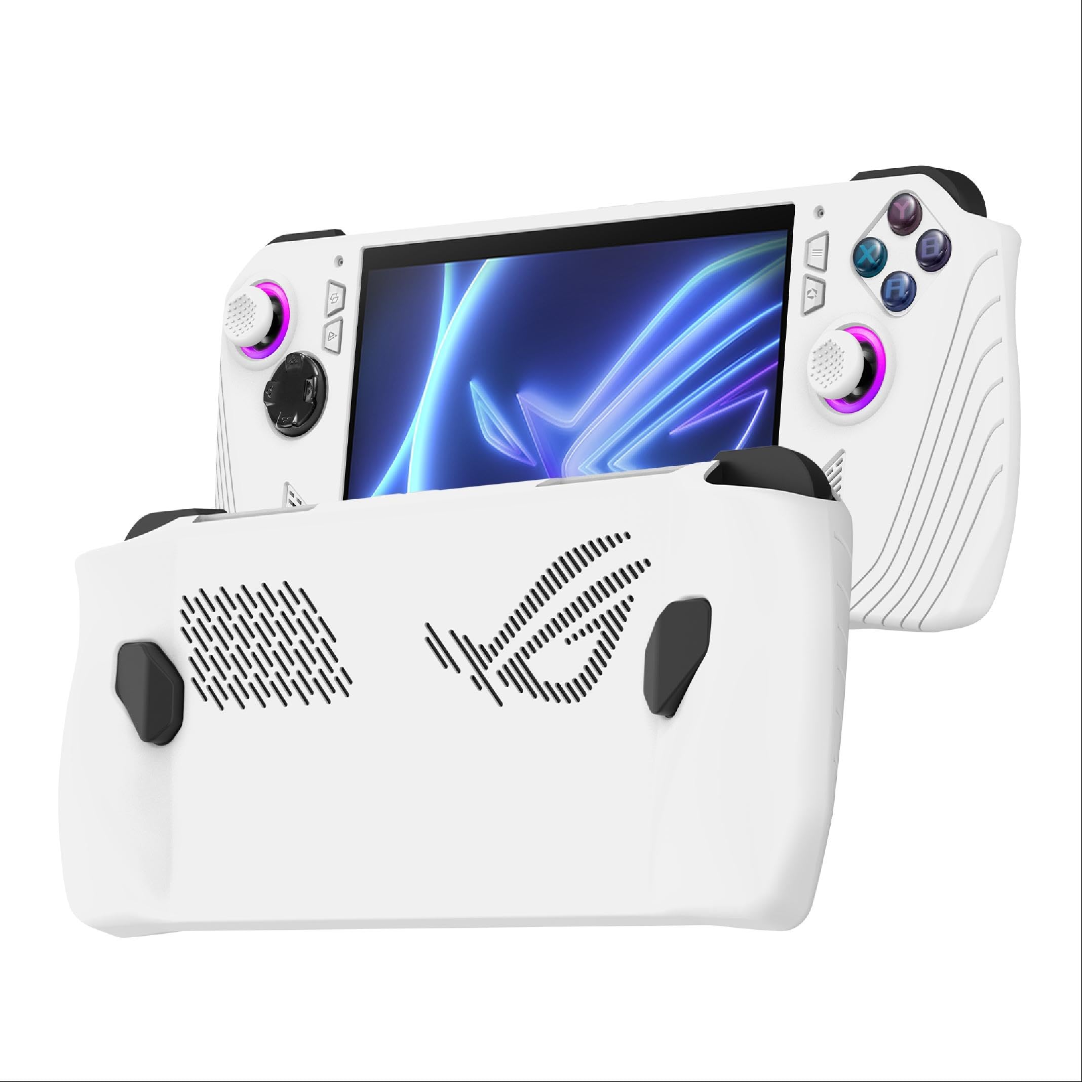 GIOPUEY Case for ASUS ROG Ally, Silicone Flexible Material Ultra-thin Cover, Anti-Fingerprint Slim Fit Case Cover [Slip-Resistant] - White