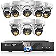 PANOOB 8 Channel Security Camera System PoE, 8X 5MP Wired IP Dome Turret Camera with Smart Color Night Vision, Remote Access, AI Human Detection, Built-in Mic, 4K 8CH NVR 2TB HDD, PD93BA0808-5MD