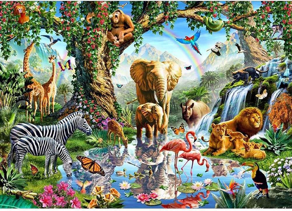 Diy Oil Painting, Painted by Children's Digital Kit,Forest Flower Animal,16''X20''