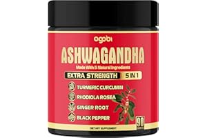 AGOBI 90 Capsules for 3 Month - Ashwagandha Extract Capsule - 5in1 Blended Ginger, Turmeric, Rhodiola Rosea & Black Pepper