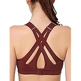 Yvette Sports Bra High Impact Adjustable Criss Cross Back, Full Support for Large Bust No Bounce