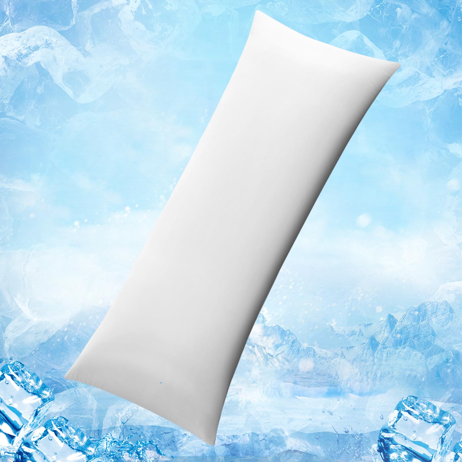 Avolare Cooling Pillow Cases, Arc-Chill Q-max>0.5 Body Pillowcases for Hair Skin and Hot Sleepers, Soft Silky 20" x 54" Summer Long Pillow Cover with Zipper 1 Pack - White