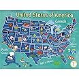 Wooden United States Map Puzzle for Kids Ages 4-8 Learning USA Map 60 Pieces United States Map Christmas Floor Puzzles for Kids Ages 3-5