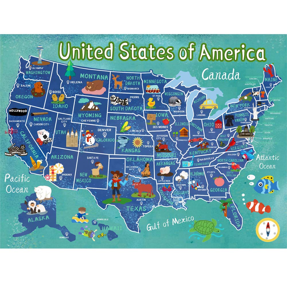 Buy Wooden United States Puzzle for Kids Ages 48 Learning USA 60