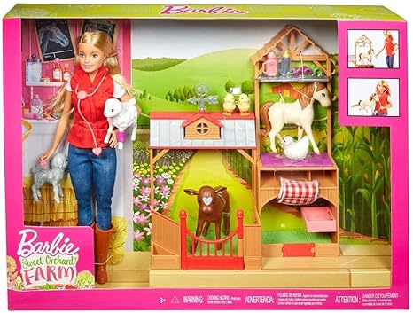 barbie farm vet doll and playset
