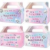 24 Pcs Hi Im the Birthday Party Favor Boxes Popular Music Party Treat Box Supplies Iridescent Music Singer Paper Gift Candy Box with Handle for Girl Women Birthday Baby Shower Parties Decoration