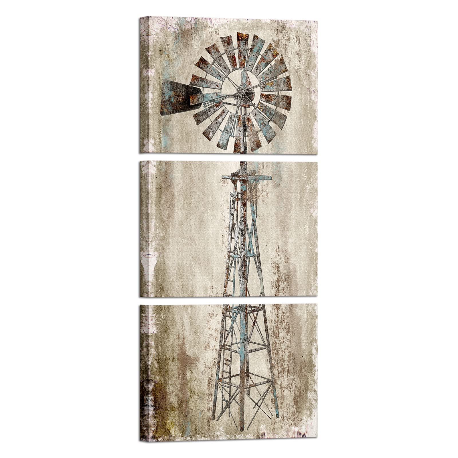 Photo 1 of Kalormore Rustic Farmhouse Style Rusty Windmill Picture Canvas Prints Wall Art Decor for Home Wall Decoration Gallery Wrapped Artwork Vintage Country Farm Bedroom Living Room Wall Decoration