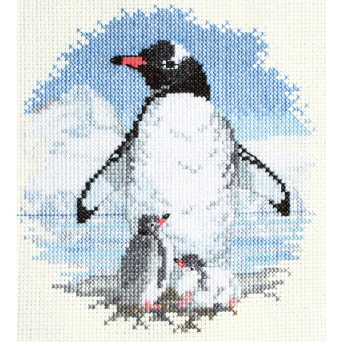Bothy Threads Counted Cross Stitch Kit Birds Penguins and Chicks 15.5x14cm DWPN01