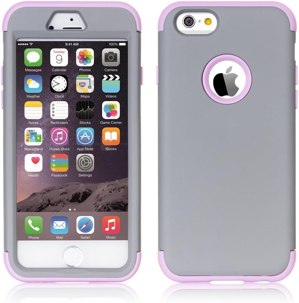 6 Case,iPhone 6 Case, iPhone 6 4.7 Case,iPhone 6 Cover,Case For iPhone 6 4.7,AUCHA Hybrid Hard Back Case Cover for iPhone 6 4.7 inch (Gray/Purple)