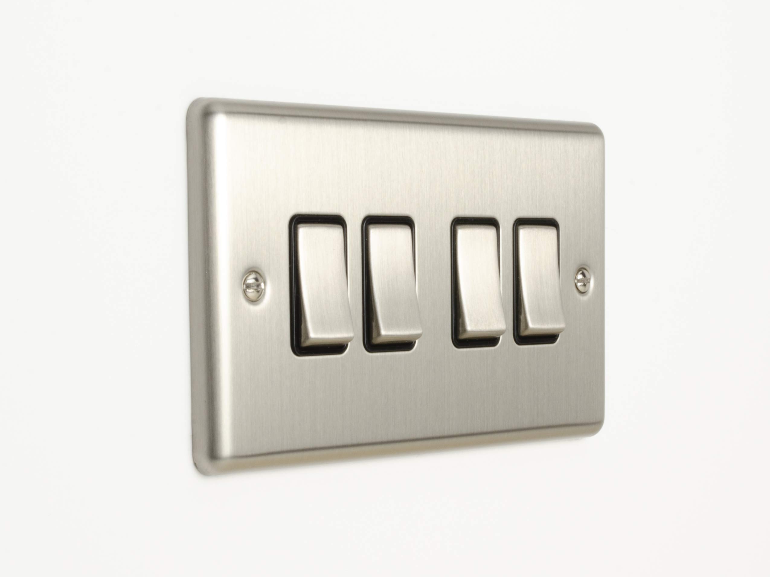 Enhance Decorative 4 Gang Switch Satin Stainless Finish With Black Trim — image 1