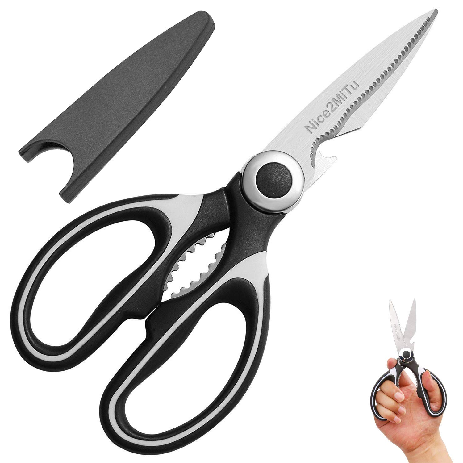Kitchen Shears, Nice2MiTu Premium Heavy Duty Shears Ultra Sharp Stainless Steel Multi Purpose Kitchen Scissors for Chicken/Poultry/Fish/Meat/Vegetables/Herbs/BBQ.