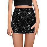 CharmWM Girls Sequin Skirt Kids Fashion High Waisted Sparkle Glitter Party Short Dress Mini Skirts 5-14 Years